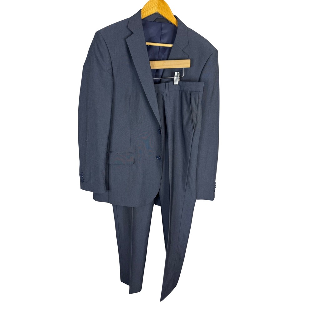 Geoffrey Beene Mens 40R Navy Blue 2 Piece Suit Blazer Pants 34X31